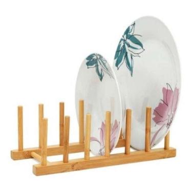 Imagem de Escorredor Suporte Display Porta 6 Pratos Bambu - Clinck