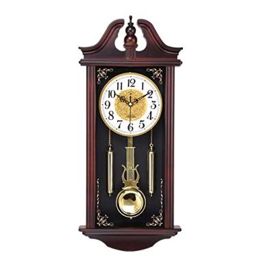 Imagem de TRFAN Relógios de parede relógio de parede de madeira de avô com pêndulo de carrilhão relógio tradicional de madeira, relógio de parede silencioso relógio de parede de carrilhão clássico de 26 polegadas com pêndulo