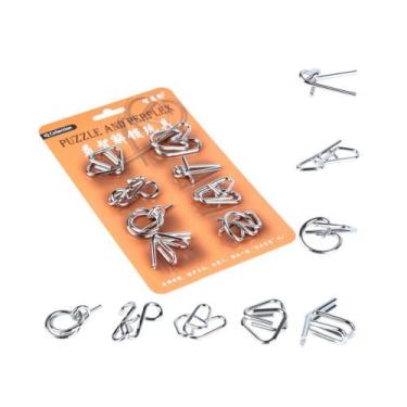 Imagem de Kit 8 Desafios Quebra Cabeça 3D Puzzle Metal Aço - Iq Collection