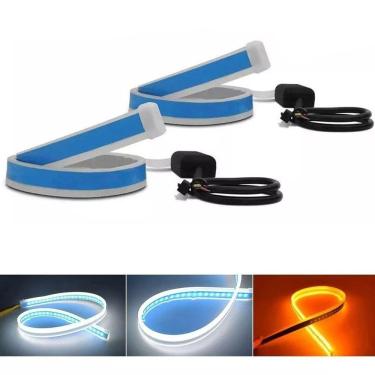 Imagem de Fita Par Led Farol Seta Sequencial Carro Automotivo 60cm DRL Pick Up Silverado Prisma