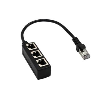 Imagem de Interface de adaptador de soquete fêmea RJ45 fêmea de 1 a 3 portas, adaptador divisor de rede RJ45, plugue extensor de cabo Ethernet, adaptador de conector de soquete Ethernet