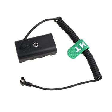 Imagem de HangTon Bateria fictícia de barril DC para NP-F970 F750 F550 para monitor Sony Atomos Shinobi Shogun Inferno Ninja, luz LED, preto