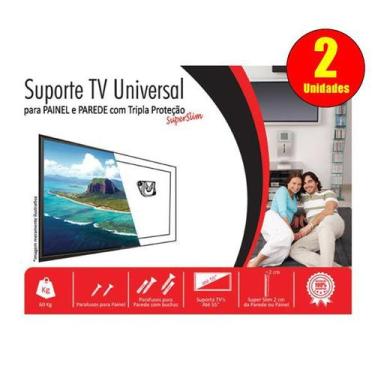 Imagem de Suporte Tv Universal Para Painel E Parede Super Slim - Kit Com 2 Unida