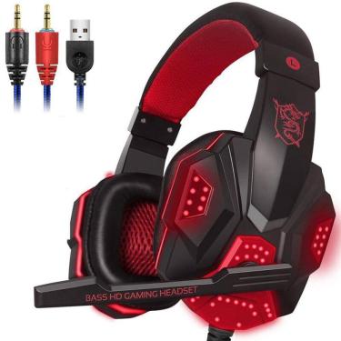 Imagem de Fones de ouvido PC780 Gamer Over-Ear com microfone - preto/vermelho