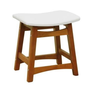 Imagem de Banco Baixo Confort Madeira Maciça Assento Anatômico - Amêndoa Estofado Corano Bege