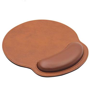 Imagem de RICHEN Mouse pad ergonômico com suporte de pulso, base de borracha antiderrapante para laptop e Mac, descanso leve para casa, escritório e viagem, Marrom