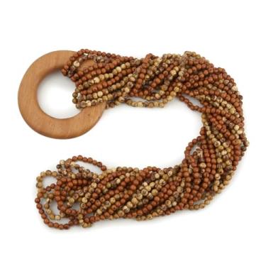 Imagem de Colar de Mesa Decorativo em Madeira e Sementes de Açai 85cm 18670 Mart