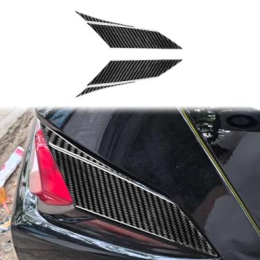 Imagem de 4 peças de acabamento lateral de lanterna traseira esquerda e direita, cor preta e vermelha, decoração de fibra de carbono compatível com Chevrolet Corvette C8 2020-2024, acessórios para carro(Black C