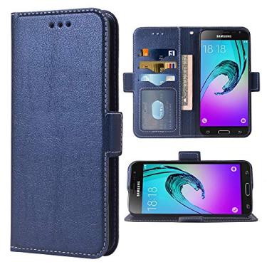 Imagem de Compatível com Samsung Galaxy J3 2016 Folio Flip Wallet Case, compartimentos para cartão de crédito de couro PU, capa protetora para celular com suporte de proteção de corpo inteiro para GlaxayJ3
