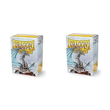 Imagem de 2 Packs Dragon Shield Matte Silver Standard Size 100 ct Card Sleeves Value Bundle!