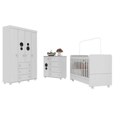 Imagem de Quarto Completo Infantil Com Colchão Incluso Pimpolho Multimóveis Branco