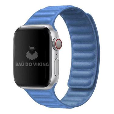 Imagem de Pulseira Couro Link Compatível com Apple Watch 38mm 40mm Azul Cape Cod