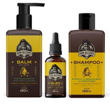 Imagem de Kit shampoo balm  e óleo para barba don alcides lemon bone