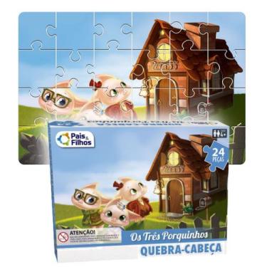 Imagem de Quebra Cabeça Didático Os Três Porquinhos 24 Peças Infantil - Pais e f