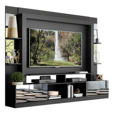 Imagem de Estante TV 65" com Espelho Oslo Multimóveis V3389, Preto/Branco