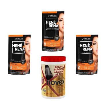 Imagem de Hene Em Gel Rena Preto Cafe 03x180gr Pouch+Brilho Magico Agua de Arroz