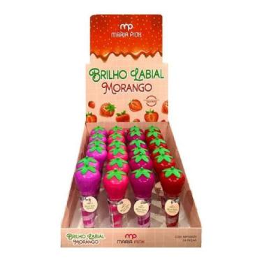 Imagem de Caixa 24 Brilho Labial Gloss Infantil Morango Maria Pink