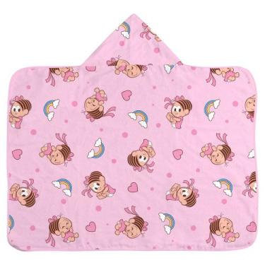 Imagem de Toalha com capuz de bebê turma da monica rosa - Era Uma Vez