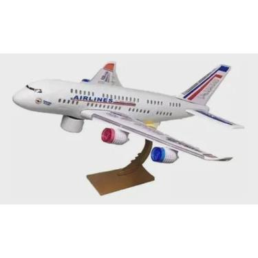 Imagem de Avião Brinquedo Bate E Volta Com Som, Luzes e Suporte. - Toys King