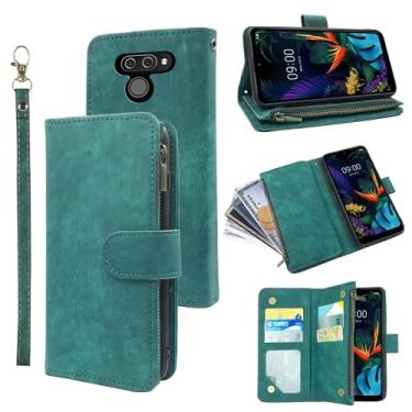 Imagem de Dibosom Capa carteira compatível com LG K50/Q60/X6/K12 MAX e capa carteira flip de couro vintage premium com suporte para cartão de crédito para LGK50 capa masculina verde
