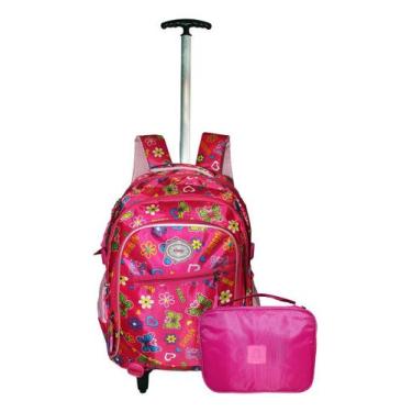 Imagem de Kit Mochila Coração Love 2102 + Estojo Rodinhas Escolar Top - Xfping, 