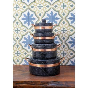 Imagem de Jogo de Panelas Pedra Sabão 04 peças - 500ml +1L +1,5L +3L - São José