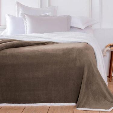 Imagem de Cobertor Casal Dupla Face Áustria Liso Taupe - CORTTEX, Marrom Claro