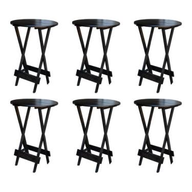 Imagem de Kit 6 Mesas de Madeira Bistrô Dobravel Ideal para Bar e Restaurante Ta