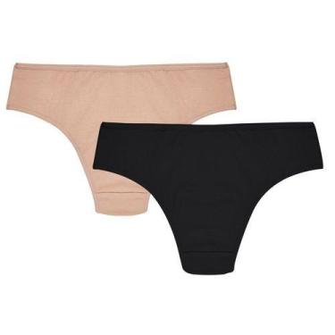 Imagem de Kit Com 02 Calcinhas Biquini Algodão Trifil (DK5260), Macadamia, Preto