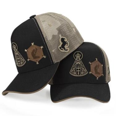Imagem de Boné Preto Country com Estampas Religiosas Nossa Senhora - Pampas Coun