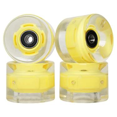 Imagem de Rodas de skate Freedare com rolamentos de 60 mm rodas longboard Cruiser Wheels Street (transparente, conjunto com 4), clear yellow(three lights)