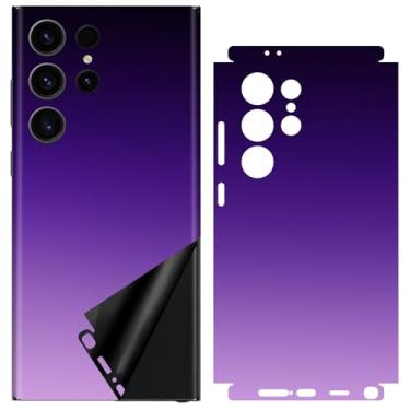 Imagem de SUKIDIOVQ Capa protetora de vidro para Samsung Galaxy S24 Ultra Skin Wrap Phone Gradient Color Vinyl Decal Glass Protector for Back Side Borders Camera Frame Not Phone Case S24u