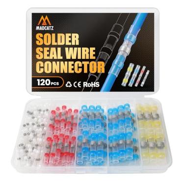 Imagem de MADCATZ Conectores de extremidade termorretrátil de vedação de solda de 120 peças, kit de conectores de fio à prova d'água, terminais elétricos, conector de emenda isolado sem solda para caminhão