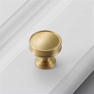 Imagem de Puxador de gaveta de porta de armário de latão com furo único, moderno, simples e moderno, americano, simples, de cobre puro, dourado e escovado, 5521