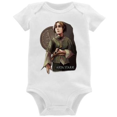 Imagem de Body Bebê Arya Stark Valar Morghulis - Foca na Moda, Branco, G