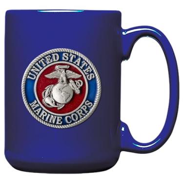 Imagem de Heritage Pewter Caneca de café Marines Eagle Globe & Anchor 425.2 g | Caneca para café, bebidas | Intrincadamente trabalhada metal estanho emblema marinho embutido