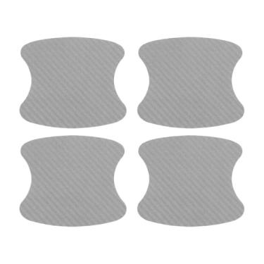 Imagem de TUCKBOLD Ímã do carro maçaneta da porta do carro protetor contra arranhões 90 x 100 mm antiarranhões | Película protetora de maçaneta de porta de fibra de carbono tom prata 4 peças