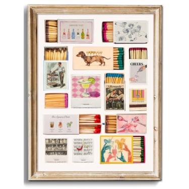 Imagem de Uniro Impressão de arte vintage Matchbox, pôster moderno para decoração de carrinho de bar, arte de parede retrô de matchbook feminino decoração de quarto infantil estética para apartamento,