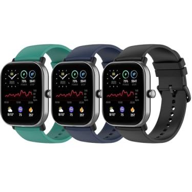 Imagem de QIEMUTER Pacote com 3 pulseiras compatíveis com Amazfit GTS 4/GTS 4 Mini/GTS 3/GTS 2e/GTS 2 mini, pulseira de silicone de liberação rápida de 20 mm para Amazfit Bip 3 Pro/Bip 3/Bip U Pro/Bip Lite/Bip