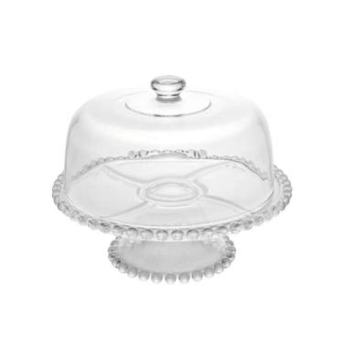 Imagem de Boleira Prato Para Bolo Sobremesa Cristal De Chumbo Com Pe E Tampa Pea