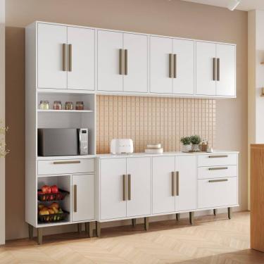 Imagem de Cozinha Completa 5 Peças 14 Portas 2 Gavetas com Fruteira Lorena Branco