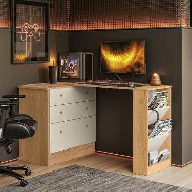 Imagem de Cômoda com Mesa Giratória Gamer Freijó Off White Qmovi