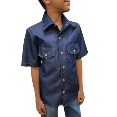 Imagem de Camisa Jeans Menino Manga Curta e Bolsos Juvenil Menino - Paraíso do C