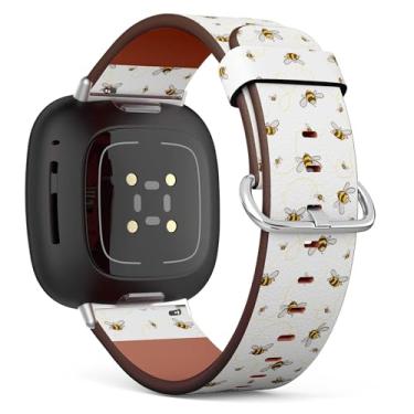 Imagem de Pulseira de couro compatível com Samsung Galaxy Watch 6/Classic, Galaxy Watch 5/PRO, Galaxy Watch 4 Classic, pulseira de couro (Cute Bee Honey)