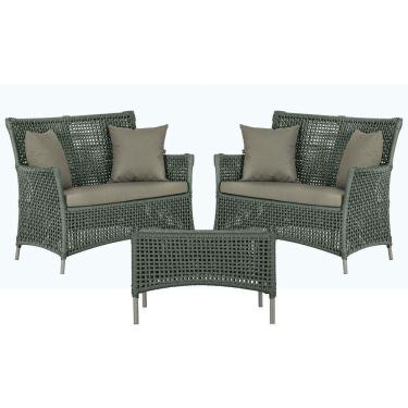 Imagem de 2 Sofás E Mesa Igapó Alumínio Fendi Corda Náutica E8 Trama Verde