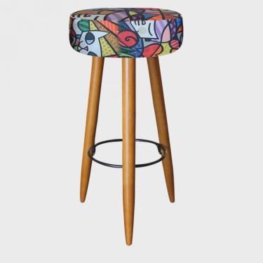 Imagem de Kit 07 Banqueta Alta Lia Para Cozinha Bar Balcão Bistrô Pé Palito Castanho Romero Brito - Ahz Móveis