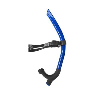 Imagem de menolana Treinamento de natação Snorkel Centro frontal montado adultos ajustáveis ​​Snorkeling Bocal de silicone de grau de alimentos de válvula de válvula, Azul