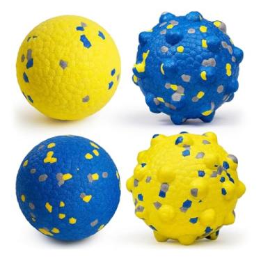 Imagem de Bolas de tênis grandes para cães, 4 peças, brinquedos para mastigar agressivos, brinquedos de mastigação para dentição de 7,5 cm, bola flutuante de água, bolas de busca, para cães grandes e médios