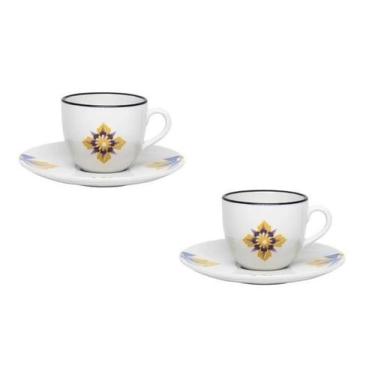 Imagem de Kit 2 Xícaras Chá 200Ml Com Pires Porcelana Coup Grid Oxford