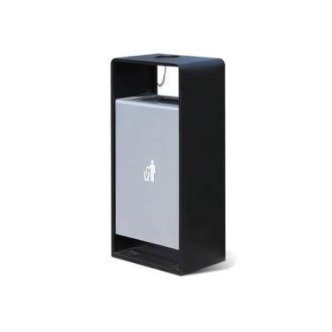 Imagem de Lixeira para Área Externa Lixeira interna/externa de 40l, lata de lixo quadrada de metal com queda lateral com duas aberturas laterais, lata de lixo comercial doméstica moderna Lixeira para Área Exter